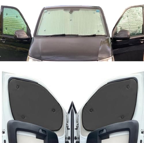 Image of Thermal Blinds Compatible With Mercedes Sprinter (Second Generation) (Years 2006-2019) (Front Set) With Backing Colour in Charcoal, Reversible