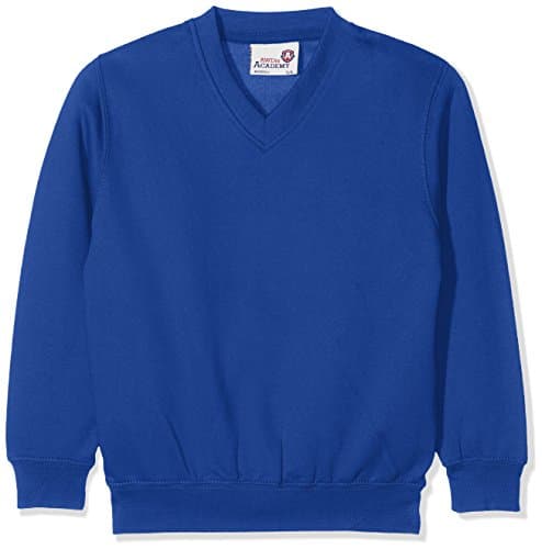 Image of AWDis Boy's Kids Academy V-Neck Sweatshirt School Top, Blue (Academy Royal Blue), 13 Years (Manufacturer Size:XX-Large)