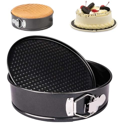 Image of hzbaiyi 8 Inch Round Pan for Baking,20 cm Springform Cake Tin with Loose Base, Non Stick Bake Ware Round Cake Tin for Restaurants, Home and Kitchen Baking Accessories,PFOA Free