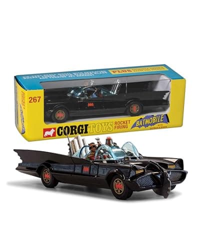 Image of Corgi Diecast Model Cars - RT26701 Batmobile with Batman and Robin - Men & Women Souvenir Gifts from UK - Small Die Cast Toy Car Models for Boys, Gift for Motor Enthusiasts
