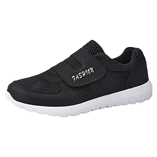 Image of Generisch Sneaker Men's Shoes Product Category Men's Trainers - Product Title Hook Loop Solid Colours Fly Woven Mesh Breathable Running Shoes, black, 10 UK