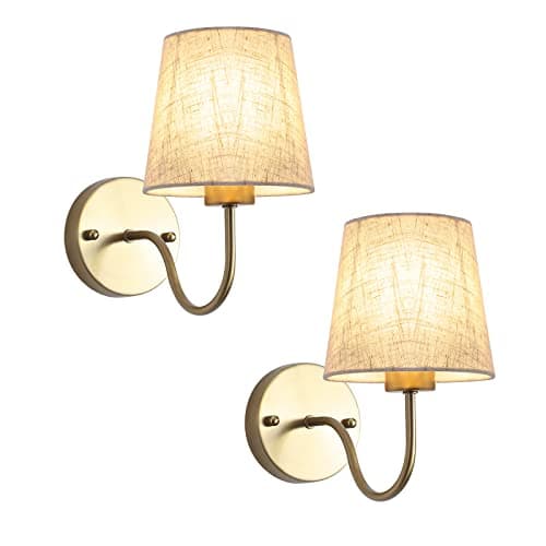 Image of MRHYSWD Set of 2 Gold Wall Lights for Living Room Bedrooms, Modern Wall Sconce Lights Indoor Wall Lighting Fixtures Vintage Wall Lamps for Bedside Bathroom Hallway, Without E27 Bulbs