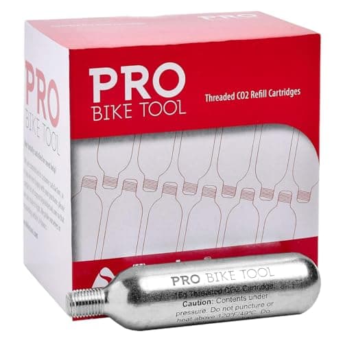 Image of 16g Threaded CO2 Cartridges - for All CO2 Bike Tire Inflators with Threaded Connection - Quick Air Refill for Bicycle Tires - Cartridge for CO2 Pump - Road or MTB Bikes.