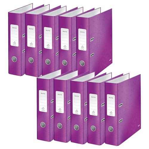 Image of Leitz A4 Lever Arch File, Purple, 80 mm spine width, WOW Range, Files & Folders, 10052062, Pack 10, Design may vary
