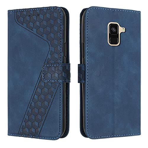 Image of OKZone Compatible With Samsung Galaxy A6 2018 Case, Wallet Case PU Premium Leather with Card holder Slots Magnetic Shockproof Protect Flip Cover Bookstyle Phone Cases Cover for Samsung A6 2018 (Blue)