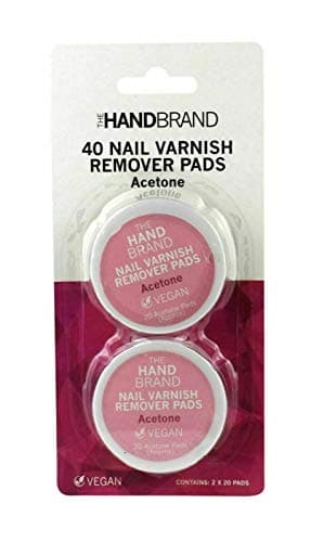 Image of THE HAND BRAND Nail Varnish Remover Pads With Acetone 2X20 Pads