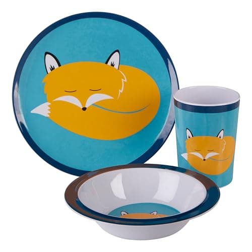 Image of Premier Housewares Vibrant Kids Felix Fox Dinner Set | Durable Kids Felix For Dinner Set For Breakfast| Stylish Packaged 3 Piece Reusable Plate, Bowl And Cup For Children