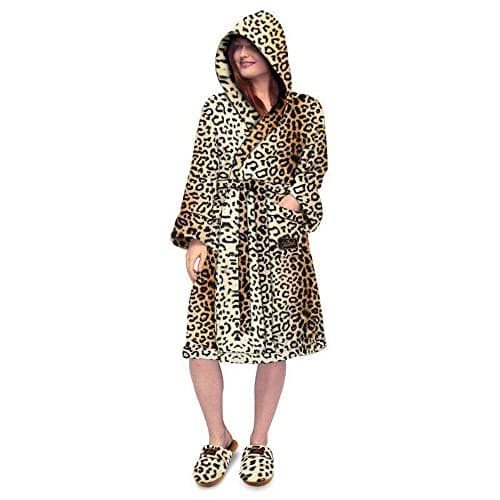 Image of Groovy Uk DC Comics Wonder Woman 84 Cheetah Flannel Fleece Hooded Robe, One Size, Multicolor