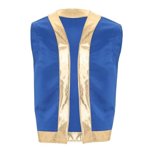 Image of Linjinx Men's Vest Shiny Metallic Trim Contrast Waistcoat Costume Toad Cosplay Fancy Dress Party Dress Up RoyalBlue XXL