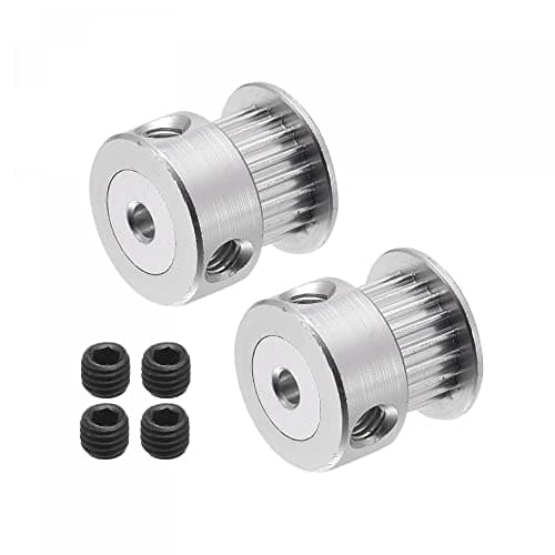 Image of sourcing map 20 Teeth 3mm Bore Timing Pulley, Aluminium Synchronous Wheel Silver for 3D Printer Belt, CNC Machine, Pack of 2