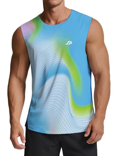 Image of ANGEL CITIZ Men's Running Tank Top Gym Sleeveless T-Shirts Ultra Lightweight Marathon Singlet Training Vest UPF 50+ Blue