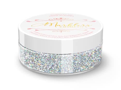 Image of MARBLERS Cosmetic Grade Fine Holographic Glitter [Holo Silver] 0.18oz (5g) | Non-Toxic | Vegan | Cruelty-Free | Eyeshadow, Nail Polish, Nail Art | Festival, Rave & Party Makeup | Body & Face
