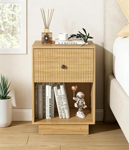 Image of Manora Oak Bedside Tables with Drawers,Wooden Nightstand with Storage,Modern Wood Side Table for Bedroom, Living Room or Small Spaces