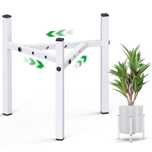 Image of zqiliboyi Metal Plant Stands Indoor Adjustable,Plant Pot Stand 20-30cm,Plant Holder for Outdoor Home Garden Corner Porch, Flower Stand for Living Room Bedroom-White 1 Pack