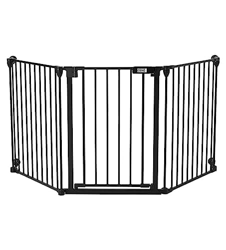 Image of Fellie Foldable Dog & Child Safety Barrier, 180CM Automatic Closing Metal Gate, Fire Guard Playpen, Black