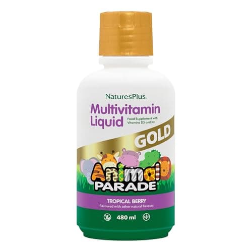 Image of NaturesPlus Animal Parade Gold Liquid Multivitamin - Plant Based Kids' Vitamin and Mineral Complex, Natural Tropical Berry Flavour - Gluten Free, Vegetarian - 480ml