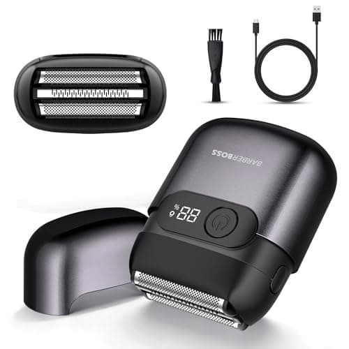 Image of BarberBoss Men’s Compact Shaver, Electric Foil Shaver, Electric Razor for Men, Floating Stainless-Steel Blades, Magnetic Blade Head, Smart LED Display, Travel Razor for Men, QR-2753