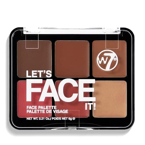 Image of W7 Let’s Face It Cream Face Palette – Deep Desert Glow - 6-Pan Bronzer, Blush & Highlight Palette - Creamy, Blendable Face Makeup