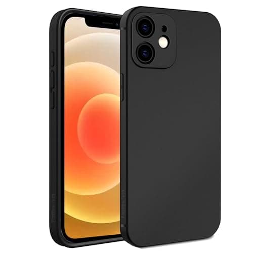 Image of Pristine-Tech Silicone Case for iPhone 12 Mini 5.4-Inch, Silky-Soft Touch Protective Phone Case, Shockproof Cover with Microfiber Lining (Black)
