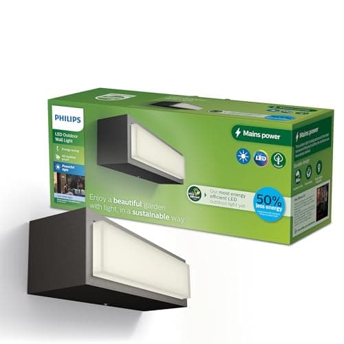 Image of Philips Lighting Stratosphere UltraEfficient Outdoor Wall Light, 3.8W, 4000K Cool White Light, Antracite, IP44 Weatherproof