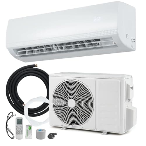 Image of HOMFME 9000 BTU Air Conditioner Wall Split, 5 in 1 Split AC Unit Air Cooler Heater Air Purifier Fan Dehumidifier with Remote Control, Heat Pump, 2.6 kW, Inverter, Installation Kit Included