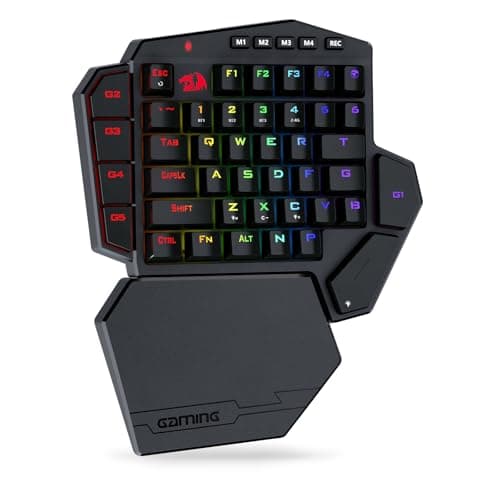 Image of Redragon K585 PRO Wireless One-Handed Mechanical Keyboard, 42 Keys 3-Mode RGB 40% Gaming Keypad w/ 7 Onboard Macro Keys, Detachable Wrist Support, Rechargeable Battery (Blue Switch)