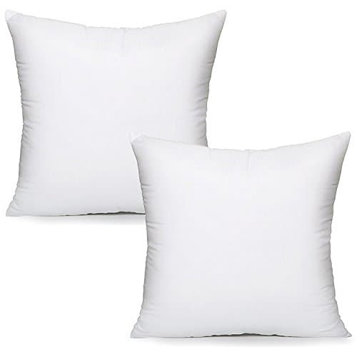 Image of UK Care Direct Pack of 2 Cushion Inserts 45cm x 45cm - 18 x 18 Cushion Insert - White Square Cushions; Hypoallergenic Cushion Inner - Bounce Back Cushion Pads for Sofa & Couches, Bedroom - Pack of 2