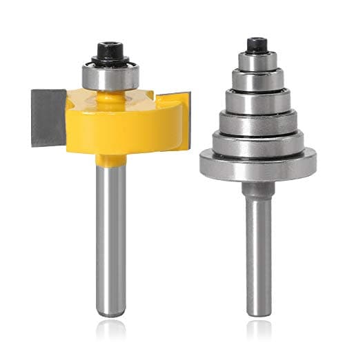 Image of Mesee 1/4 Inch Shank Rabbeting Router Bit with 6 Bearings Set Woodworking Slot Cutter Tools with 1/8", 1/4", 5/16", 3/8", 7/16", 1/2" Interchangeable Bearings