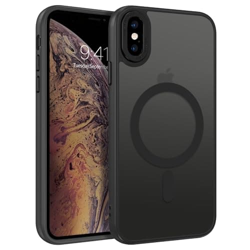 Image of BENTOBEN Magnetic Case for iPhone XS Max [Compatible with MagSafe], Translucent Matte Back Anti-yellow Slim Soft TPU Military Grade Shockproof Women Men Protective Cover for iPhone XS Max, Black