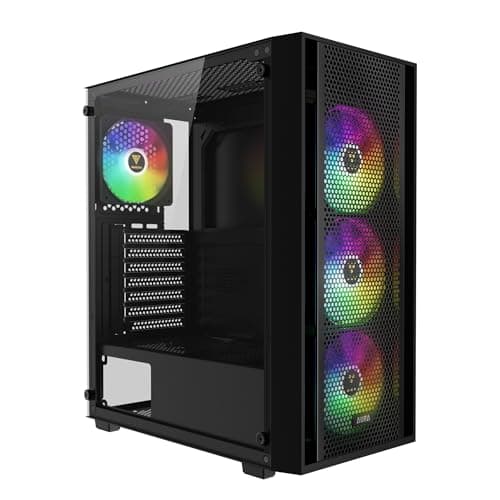 Image of GAMDIAS AURA GC2 ELITE ARGB ATX Mid Tower PC Case, 4 x 120mm ARGB Fan, High Airflow Mesh Front Panel, Tool-Free Tempered Glass Side Panel, Black