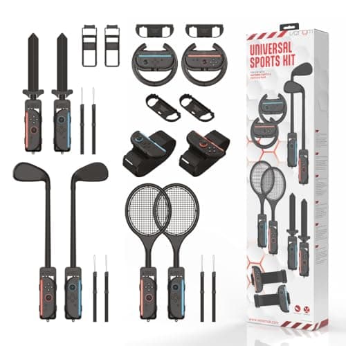 Image of Venom 10-in-1 Sports Kit for Nintendo Switch 2 | Steering Wheels, Golf Clubs, Tennis Rackets, Swords & Leg Straps | Joy-Con Adaptor Pack for Switch Sports