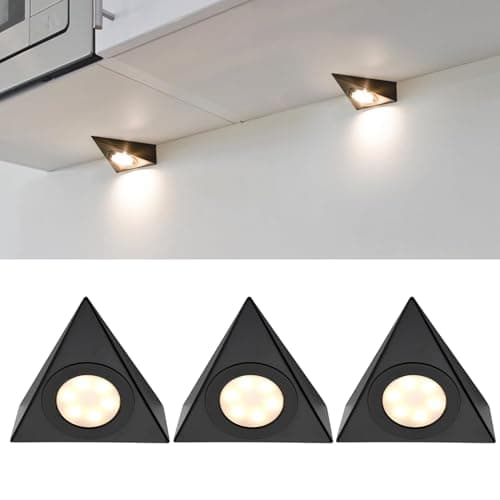 Image of National Lighting Colour Changing (CCT) 2.5W LED Under Cabinet Light - Triangle Design LED Kitchen/Under Cabinet Light in a 200LM | Matt Black [3000K Warm White or 4000K Cool White] 3 Pack