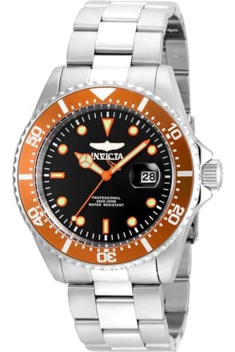 Image of Invicta Pro Diver 22022 Men's Watch - Waterproof - Analogue - Quartz Movement - stainless steel with black dial - 43mm