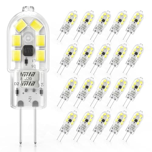 Image of Cxyemt G4 LED Bulbs Cool White 6000K, 2W Equivalent 20W Halogen Bulb, AC/DC 12V Energy Saving G4 LED Capsule Light Bulbs, Non Flicker, Non-Dimmable, 20 Pack