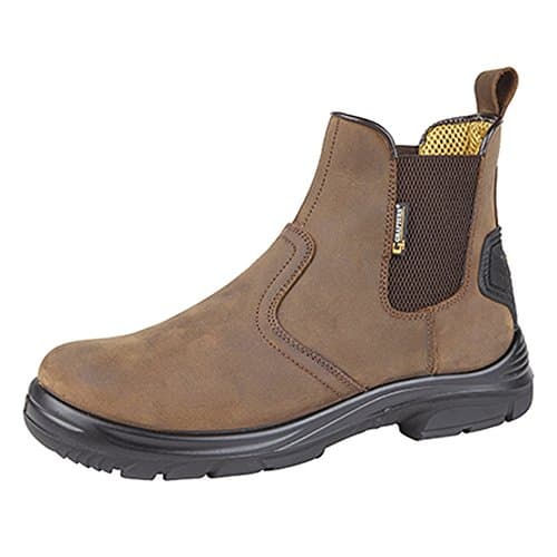 Image of MENS GRAFTERS BROWN LEATHER WIDE FITTING CHELSEA DEALER SAFETY BOOTS M9509B (UK10.5)