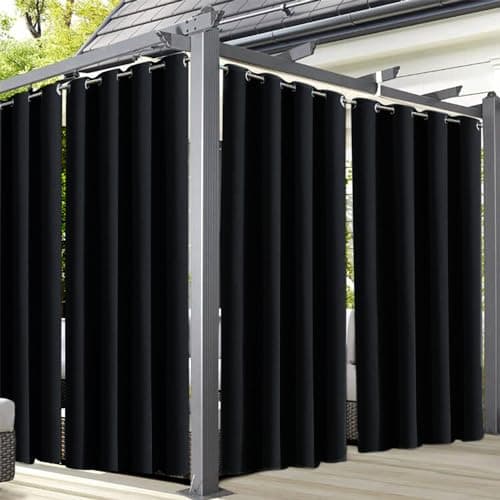 Image of Famibay Gazebo Curtains Waterproof Thermal Insulated Outdoor Curtains Blackout Garden Pergola Curtain Outdoor Privacy Curtain Grommet Top for Garden Patio Porch Yard (1 Panel, 52"X84")