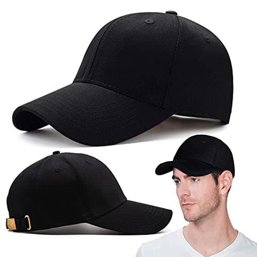 Image of TENZAR Plain Baseball Caps for Mens and Womens with Buckle - Full Breathable Cotton Mens Cap for Running Golf, Gym, Workout, Sports, Fashion & Office - Baseball Caps Mens Black