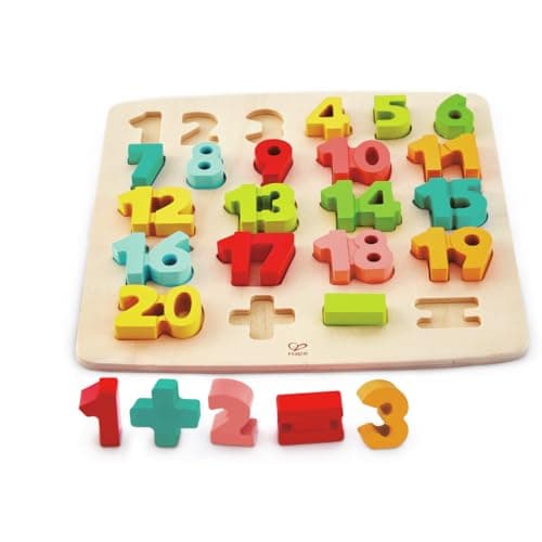 Image of Hape Chunky Number Puzzle, Multi-Colour, 27-Piece Wooden Educational Toy for Kids 3Y+, Math & Motor Skills