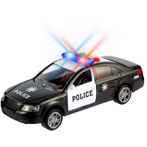 Image of Cemirk Police Car Toy with Lights and Sounds, Friction Powered Cars for Kids, Durable 1:36 Scale Toy Car for Boys and Girls, No Battery Required