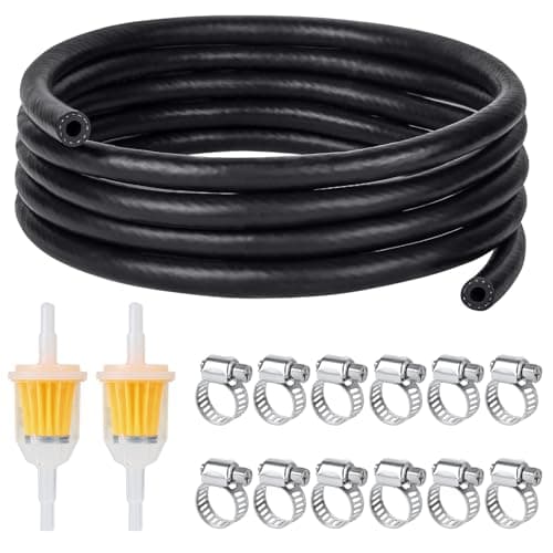 Image of Furuising 3 Meters Fuel Pipe 8mm ID, 5/16 Inch Fuel Line Set, Rubber Fuel Hose with 2pcs 6 mm / 8 mm Petrol Filter + 12 Hose Clamps for Motorcycle, Lawnmowers, Car, Engines