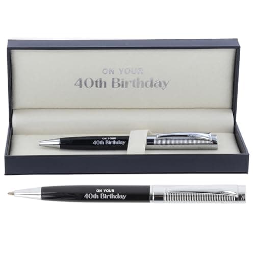 Image of Bridgewater Pen Company Birthday Collection Executive Ballpoint Pen - 18th, 21st, 50th, 60th, 70th, 80th Birthday Boxed Gift (40th Birthday)