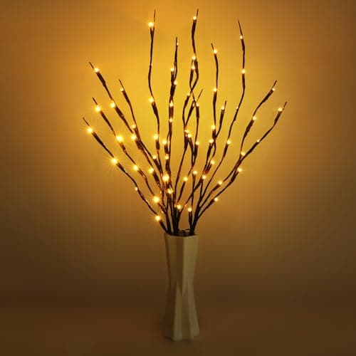 Image of URAQT Led Branch Lights, 3 Pack 73cm Flexible Branch Decoration Light for Indoor Home Shop Windows Vase Table Living Room, Warm Color