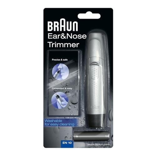 Image of Braun Ear and Nose Hair Trimmer for Men, Precise and Safe Hair Removal, Fully Washable, EN10, Silver