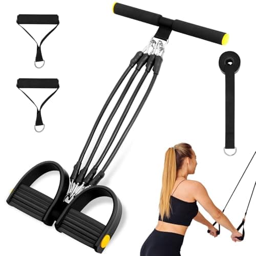 Image of Flintronic Tummy Trimmer Hand Gripper Chest Expander, Elastic Foot Pedal Exercise for Waist and Strength Trainers, Multifunction Sit-ups Pedal Pull Rope for Fitness, Training