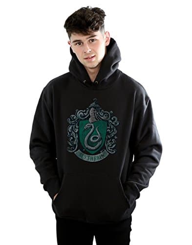 Image of Harry Potter Men's Slytherin Distressed Crest Hoodie XXX-Large Black