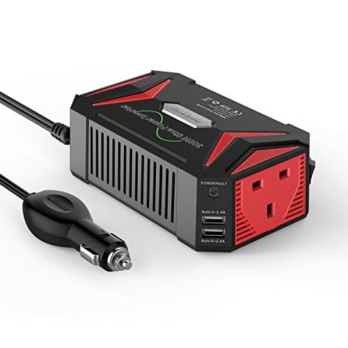 Image of BESTEK 300W Pure Sine Wave Power Inverter 12V to 240V 230V with 4.8A Dual Smart USB Ports Car Adapter Charge Your Laptop iPad iPhone Tablet Consoles & More