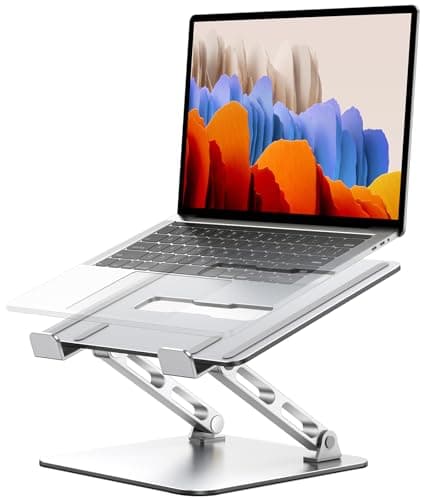 Image of Babacom Ergonomic Laptop Stand for Desk, Dual-Bar Support & Height Adjustable Laptop Riser Cookbook Holder, Ventilated Portable & Foldable Computer Stand, Compatible with MacBook, All 10"-16" Laptops