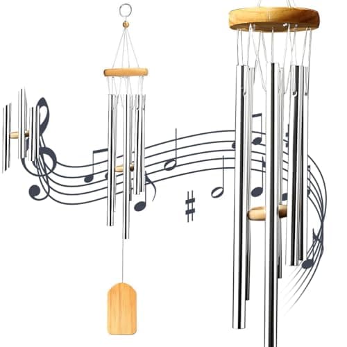 Image of nuosen Wind Chimes, Musical Bells Crafts Memorial Wind Chimes with Wooden Pendulum for Outdoor Garden Home Decor, Aluminum Musical Windchimes Gift for Mum/Sympathy