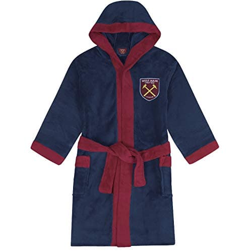 Image of West Ham United FC Official Gift Boys Fleece Dressing Gown Robe Navy 13-14 Years