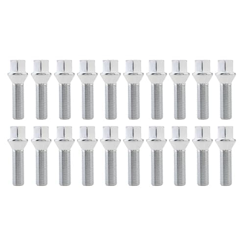 Image of ePathChina 20pcs M14x1.5 Extended Wheel Bolts – 38mm Thread, 65mm Total Length, Cone Seat – Compatible with BMW, Mercedes-Benz, Audi, VW – Silver Carbon Steel Lug Nut Set